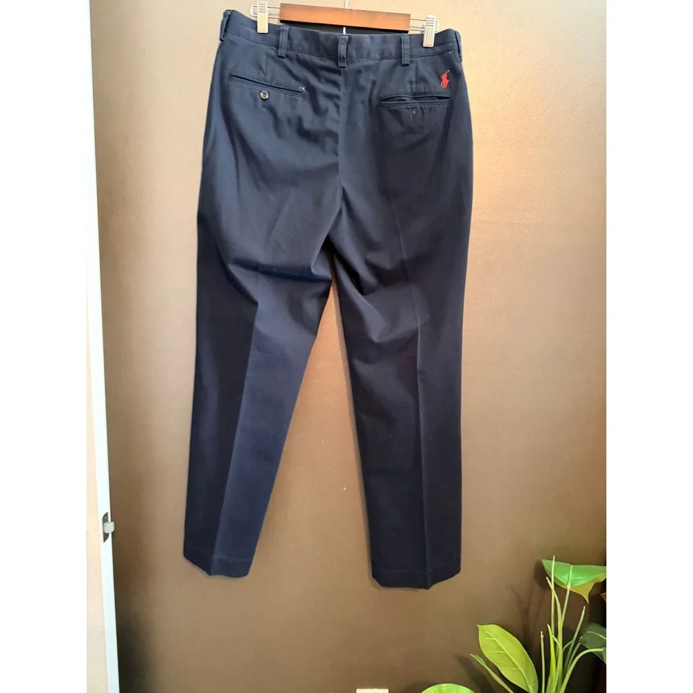 Polo Ralph Lauren Preston Pant Mens 34/32 Navy Chino Cotton Trousers Excellent